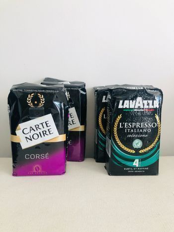 Lot de 4 paquets de café lavazza et carte noire
