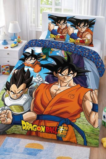 Parure de lit simple Dragon Ball - 1 housse de couette + 1 taie d'oreiller - Microfibre douce