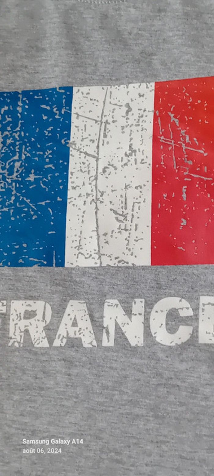 Tee shirt supporter France drapeau craquelé garçon 8 ans vert baudet - photo numéro 5