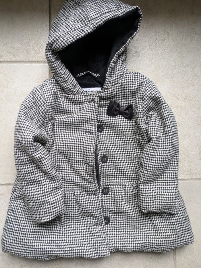 Manteau chaud noir et blanc fille 24 mois