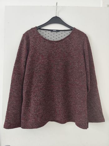 Pull bordeau avec dos transparent noir taille L Mim