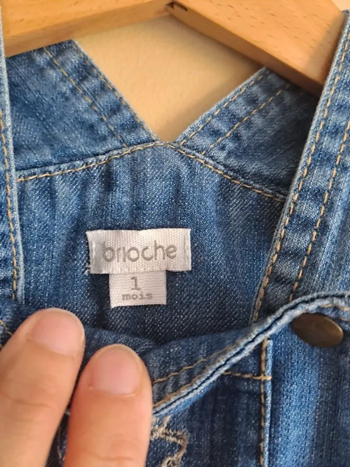 Salopette jean bébé garçon brioche 1 mois comme neuve - photo numéro 3