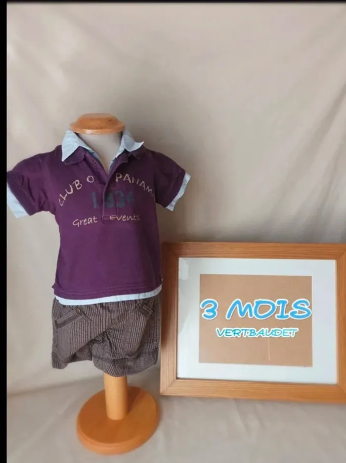 Ensemble polo manches courtes et bermuda Vertbaudet garçon 3 mois