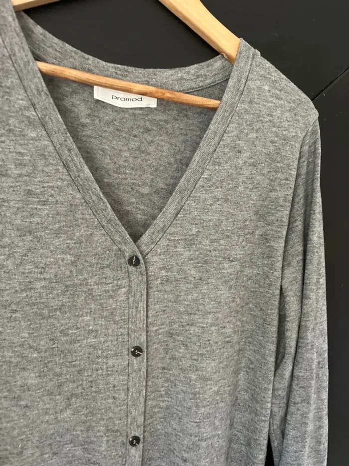Robe col V grise Promod - photo numéro 3