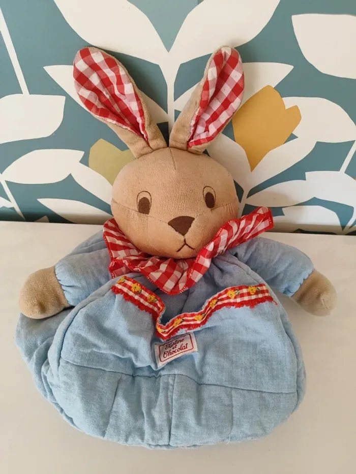 Doudou lapin tartine et chocolat
