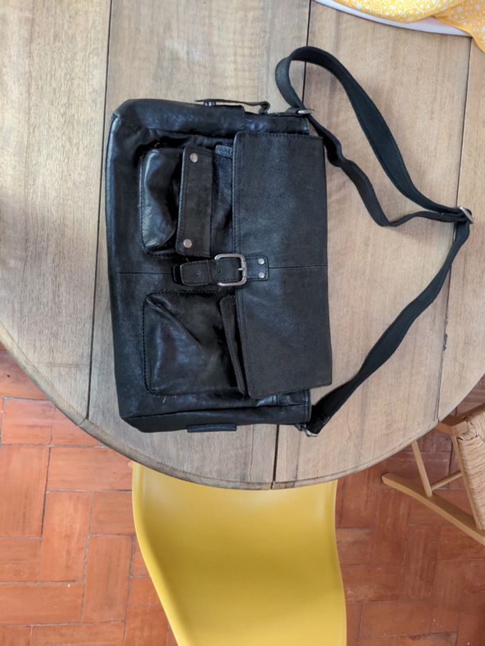 Besace Cartable Homme cuir noir Fossil 42x30x10 - photo numéro 2