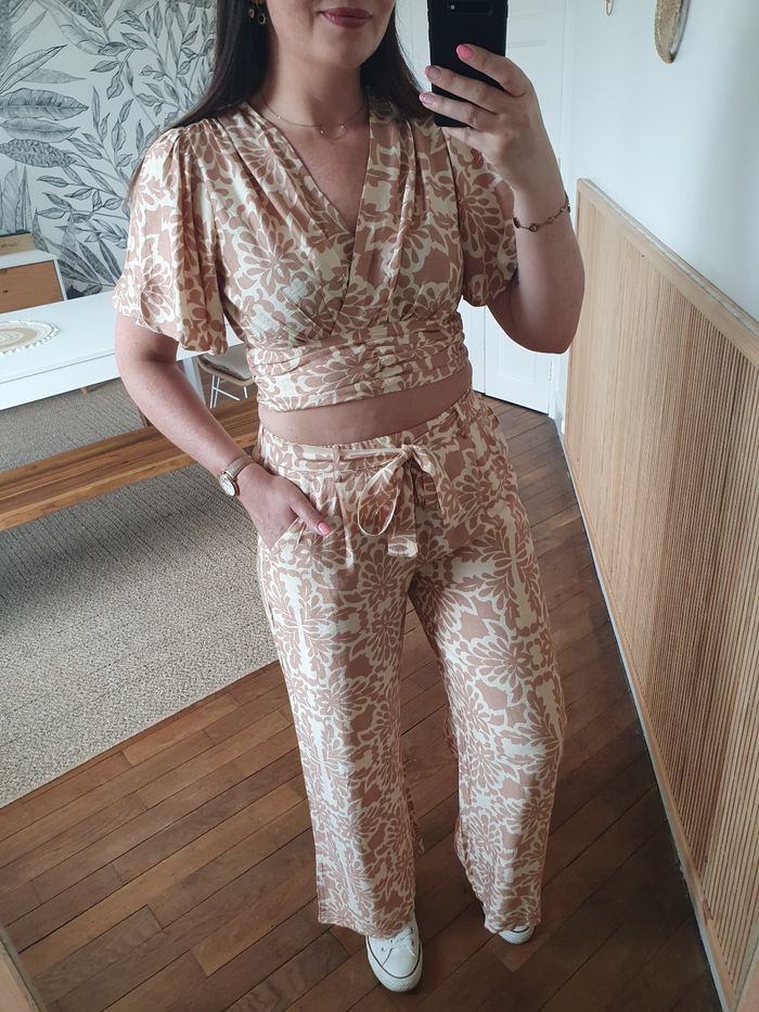 Crop top fluide Maldives beige/camel Taille S - photo numéro 3