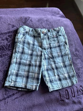 Bermuda garcon en coton bleu à carreaux Sergent major taille 4 ans