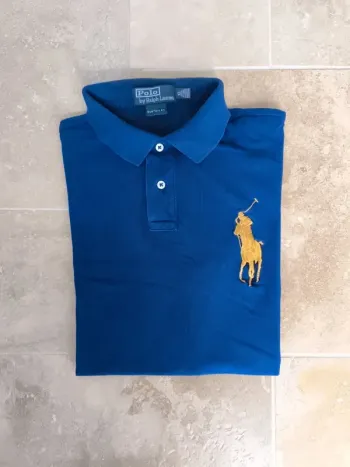 Magnifique polo Ralph Lauren homme XL marine broderies dorées taches discrète devant