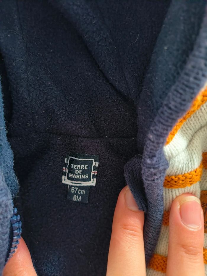Gilet zippé polaire rayé garçon 6 mois Terre de marins - photo numéro 3