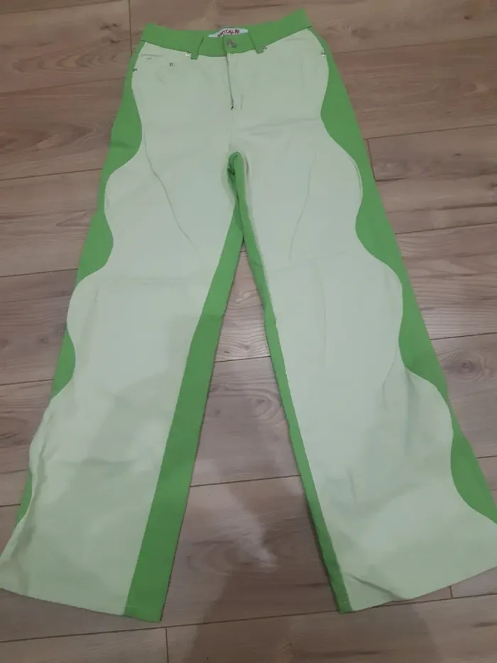 Pantalon large bi-colore