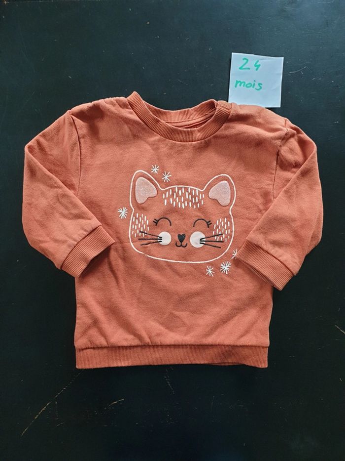 Sweat tete de chat 24 mois