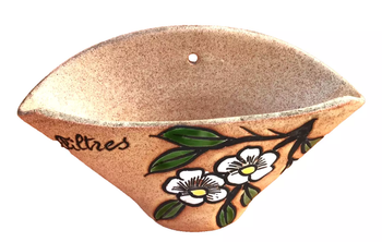 Porte filtres à café mural  Terre cuite  Décor floral émaillé  (Rocamadour)