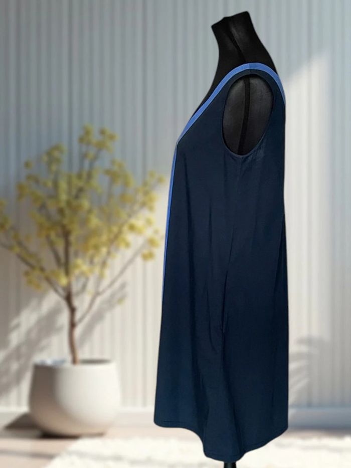 Robe sans manches Anna Seravalli – coupe trapèze graphique noir & bleu royal - photo numéro 3