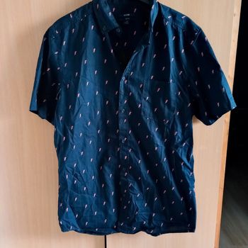 Chemise bleue marine motifs éclairs