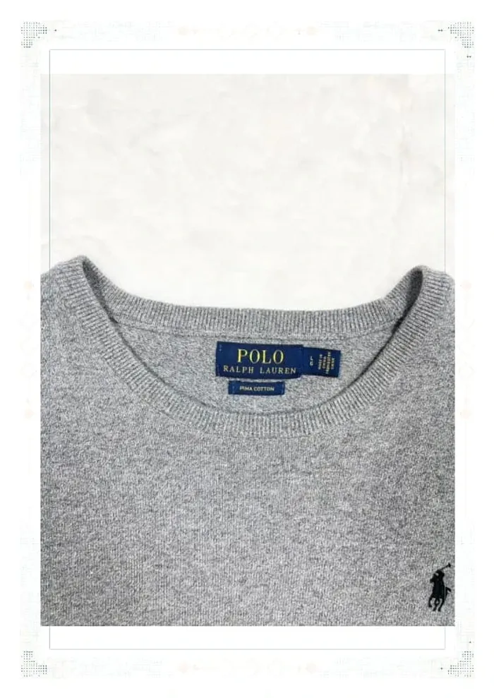 Ralph Lauren pull homme pima cotton gris col rond taille L - photo numéro 7