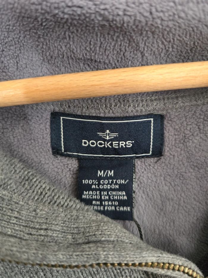 Pull Dockers gris col montant zippé coton doux homme taille M - photo numéro 5