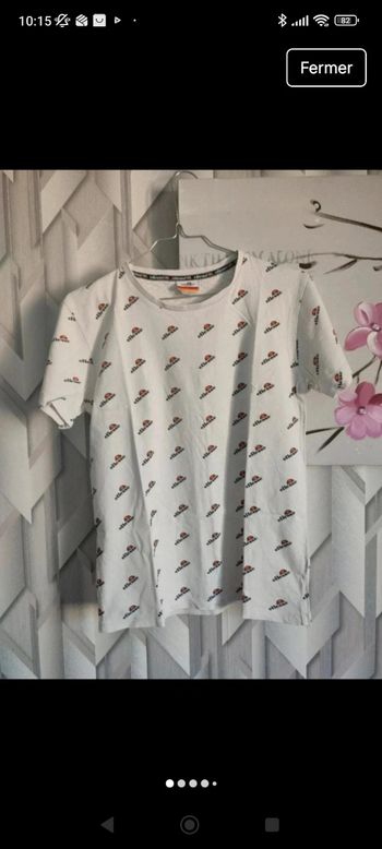 T-shirt ellesse blanc motifs logo taille S 