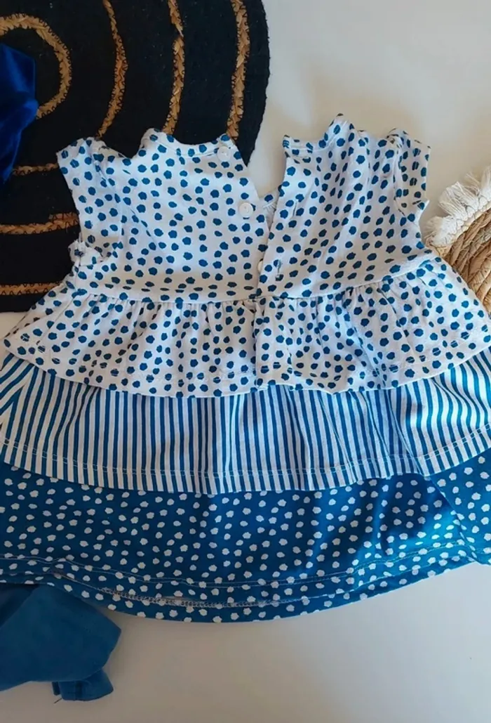 Ensemble bébé débardeur à noeud tee-shirt manches courtes et legging mi saison printemps été automne - photo numéro 3