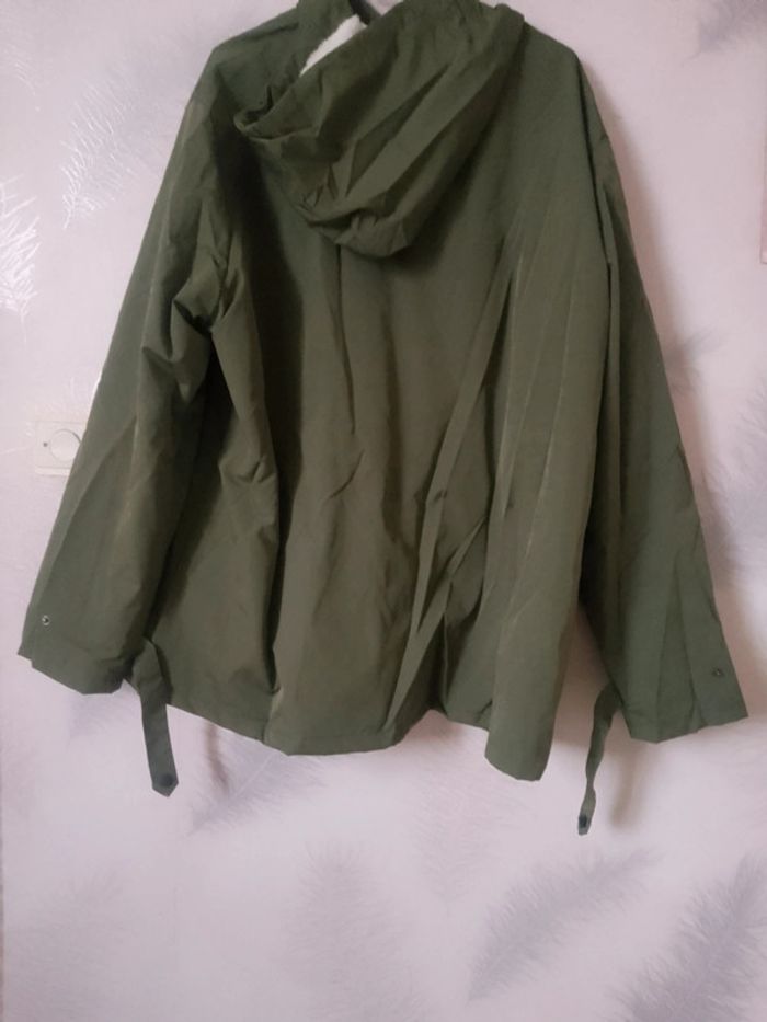 Manteau de pluie/ veste imperméable doublée en polaire à capuche vert kaki taille 4XL - photo numéro 2