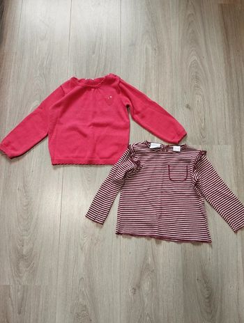 Pull léger et t-shirt manches longues fille 24 mois