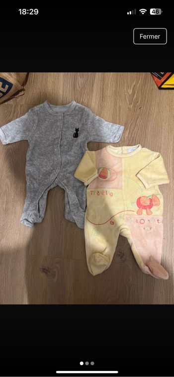 Lot 2 pyjamas velours naissance