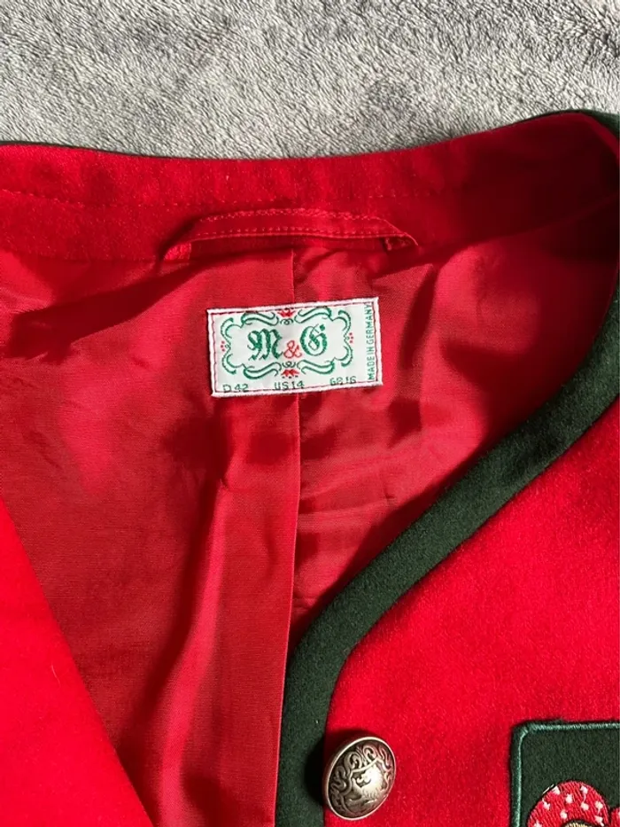 Veste rouge autrichienne vintage M&G broderies edelweiss – Made in Germany T.42 - photo numéro 4