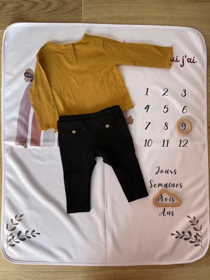 Ensemble t-shirt manches longues + pantalon - Bébé fille - 9 mois - Zara - photo numéro 3