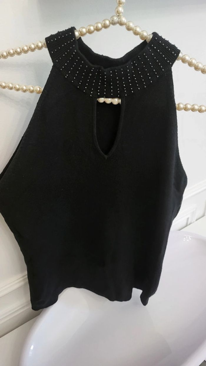Pull sans manches col perlé taille unique - photo numéro 11