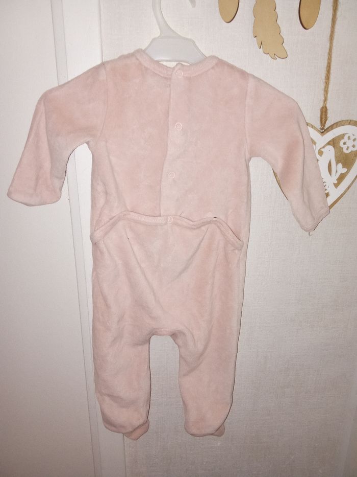 Pyjama bébé fille  velour, hiver 6 mois, rose perle,  motif licorne - photo numéro 3