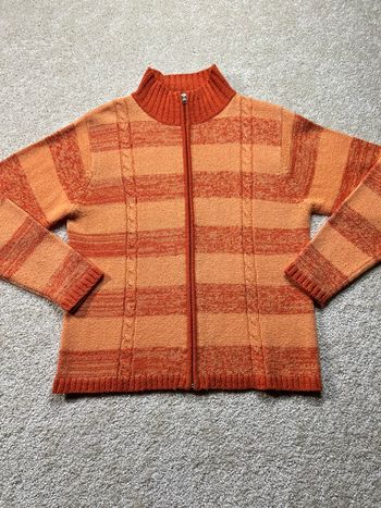 🧡🔥 GILET FULL VINTAGE PREMIUM – COL MONTANT – ORANGE CLAIR / ORANGE FONCÉ – TAILLE M 🔥🧡