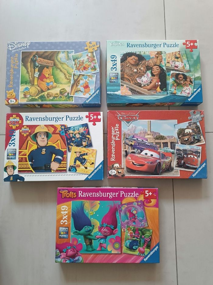 Puzzle sam le pompier, trolls, Vaiana, Winnie l ourson, cars