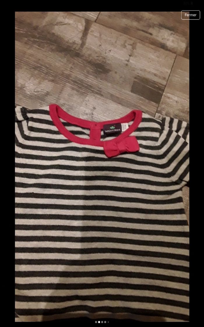 Pull a rayure avec noeud rouge - photo numéro 3