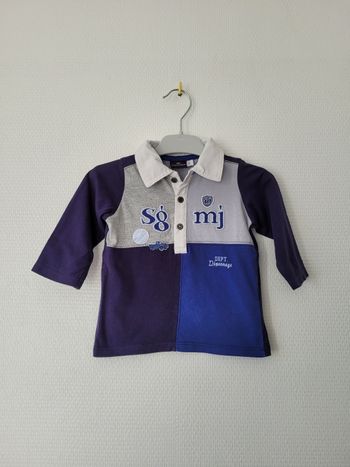 Polo gris/bleu Sergent Major 12 mois TBE