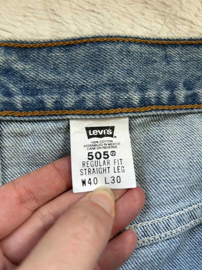 Jean Levi’s homme 505 Regular Fit straight leg W40 L30 (50 FR / XXL) Bleu clair vintage Mexico rare - photo numéro 8