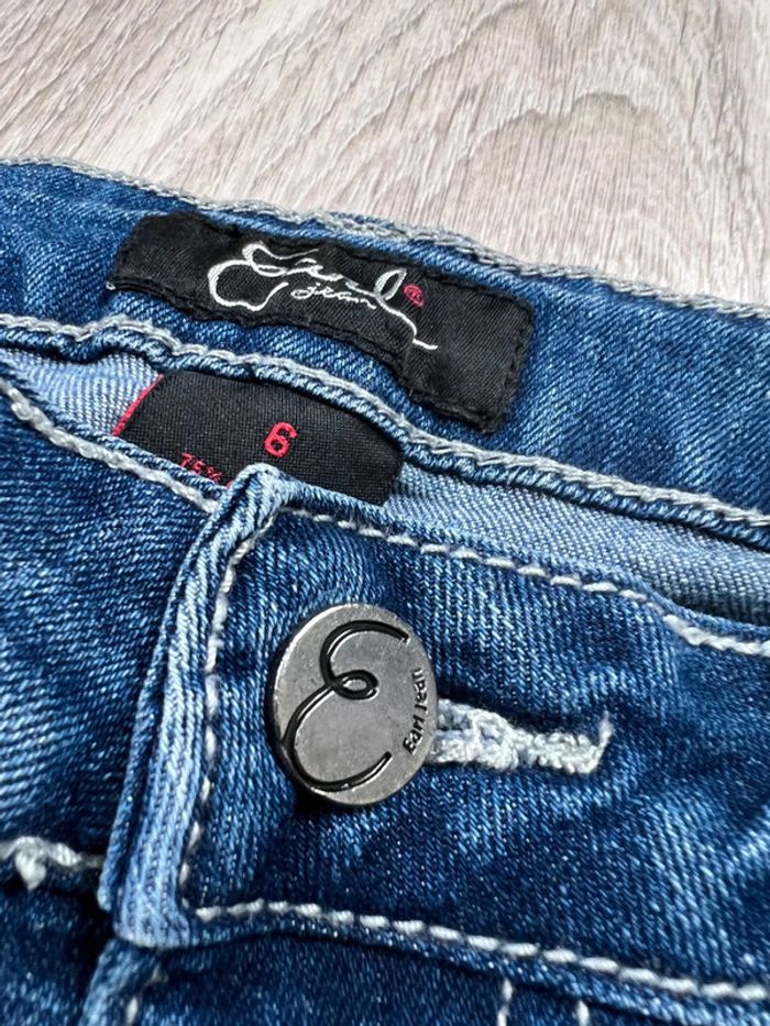 Short en jean vintage Femme Bleu motifs bijoux – Taille M - photo numéro 8