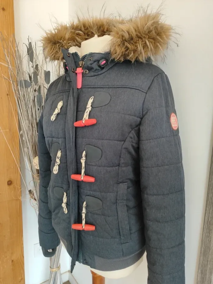 Doudoune Superdry M gris bleuté et rose
