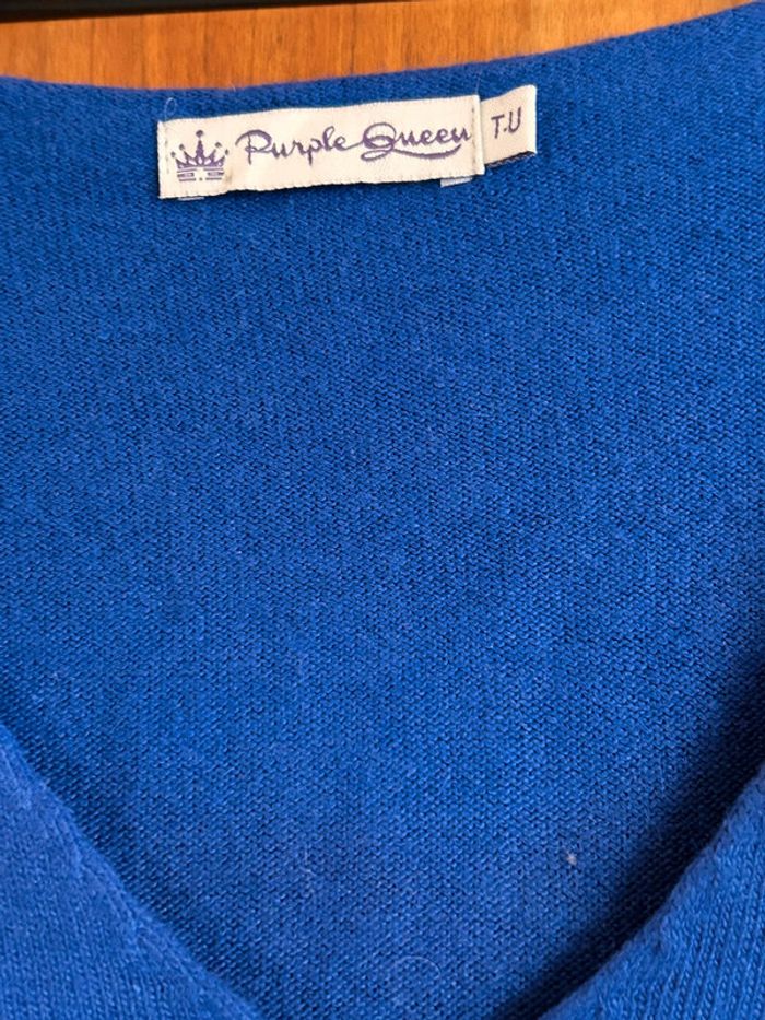 Pull bleu col v ailes taille unique Purple Queen - photo numéro 2