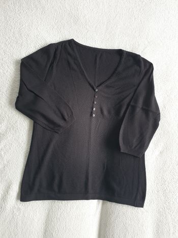 Pull noir femme manches 3/4
