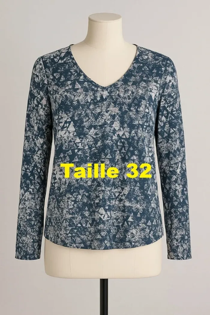 Tunique bleu jeans blanc rose Q/S Taille 32