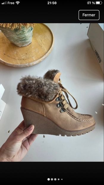 Bottines compensées fausse fourrure