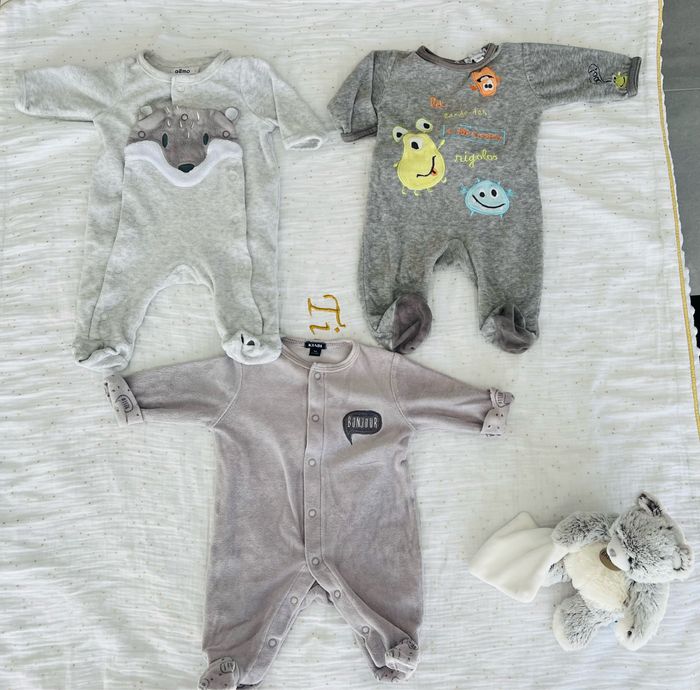 3 pyjamas garçon 1 mois