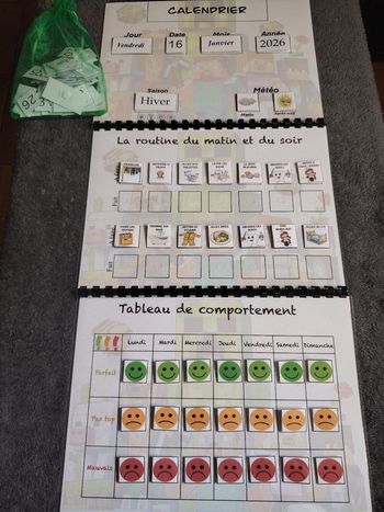 Trio Minecraft fiche comportement plus ma routine plus son calendrier 