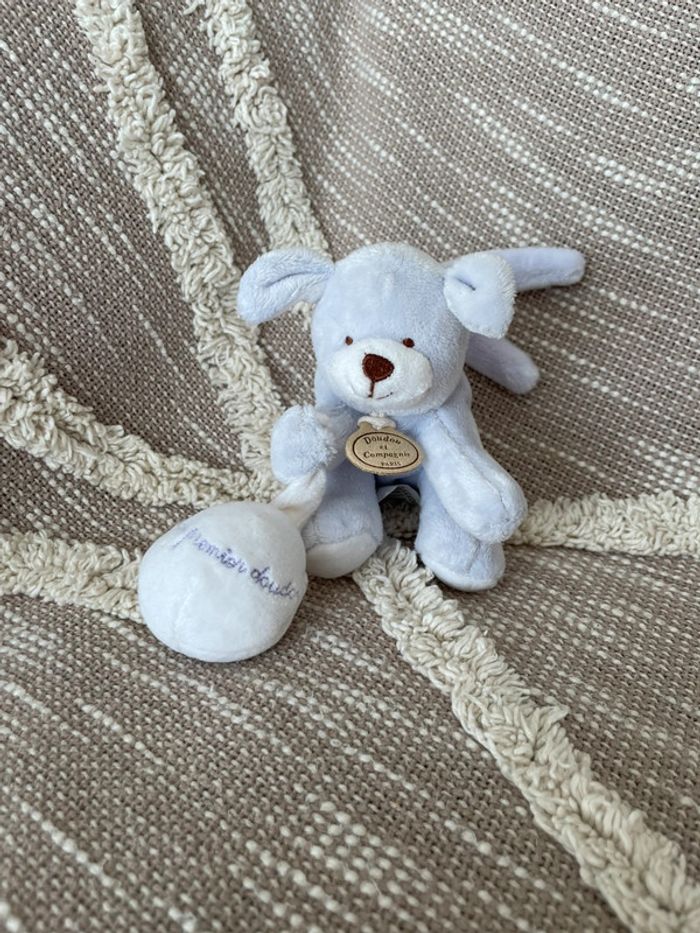 Peluche 12cm doudou et compagnie chien bleu et blanc très bon état