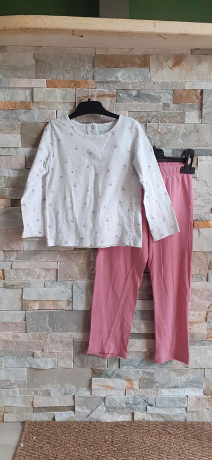 Pyjama 2 pièces rose et blanc petits chats