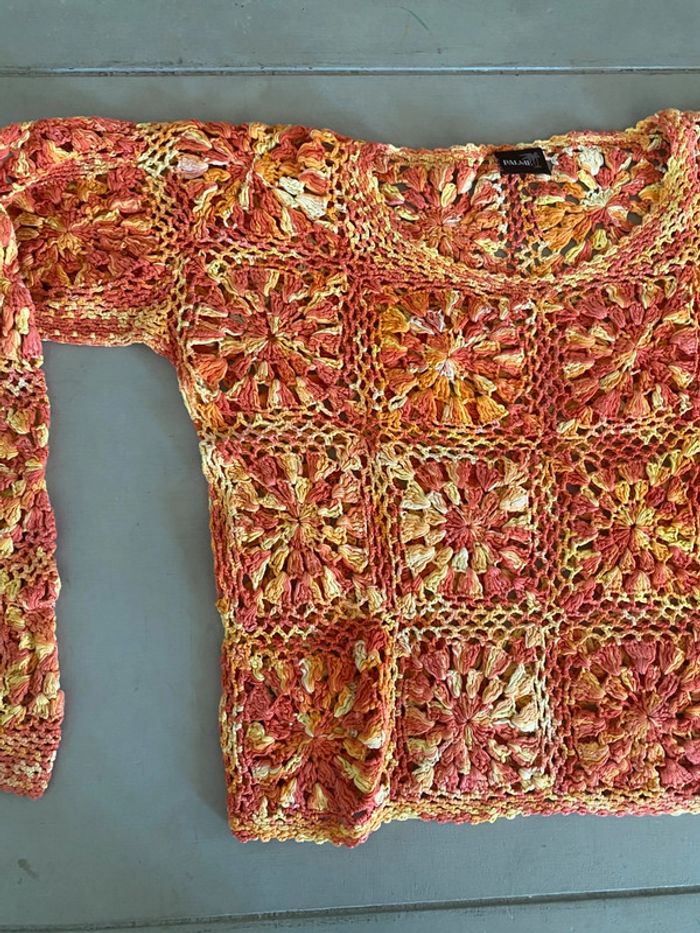 Pull Palme en maille crochet taille S - photo numéro 12
