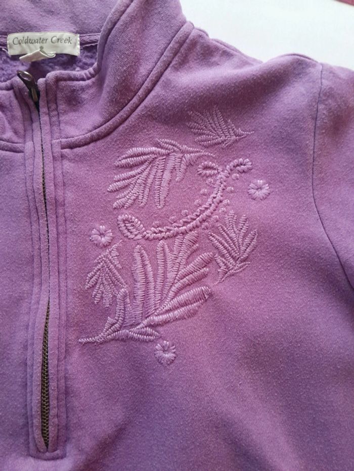 Joli sweat avec zip colwater creek motif brodé - photo numéro 3