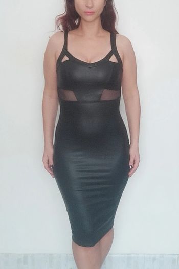 Robe bandage moulante similicuir sexy taille 40