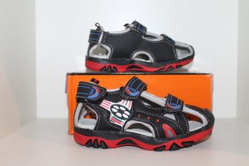 sandales nus pieds noires et rouge 28