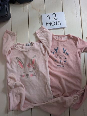 Lot 2 pyjamas bébé fille 12 mois